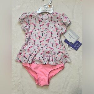 Flamingo Print Baby Swim Set - Pink